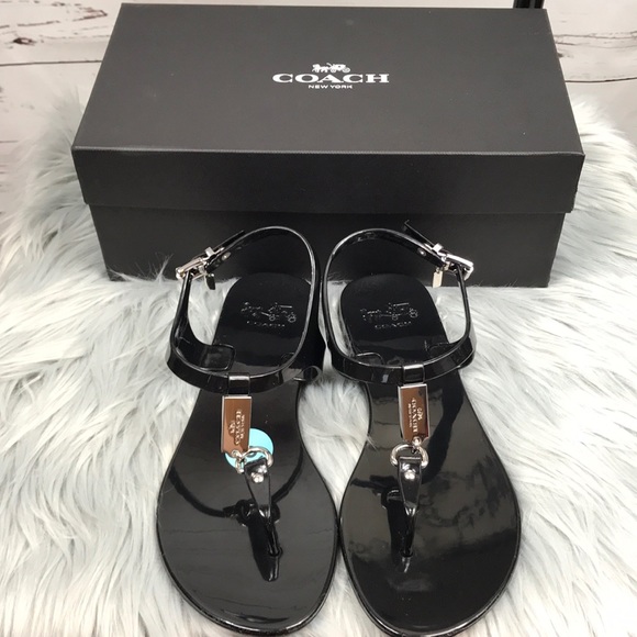 coach black sandals